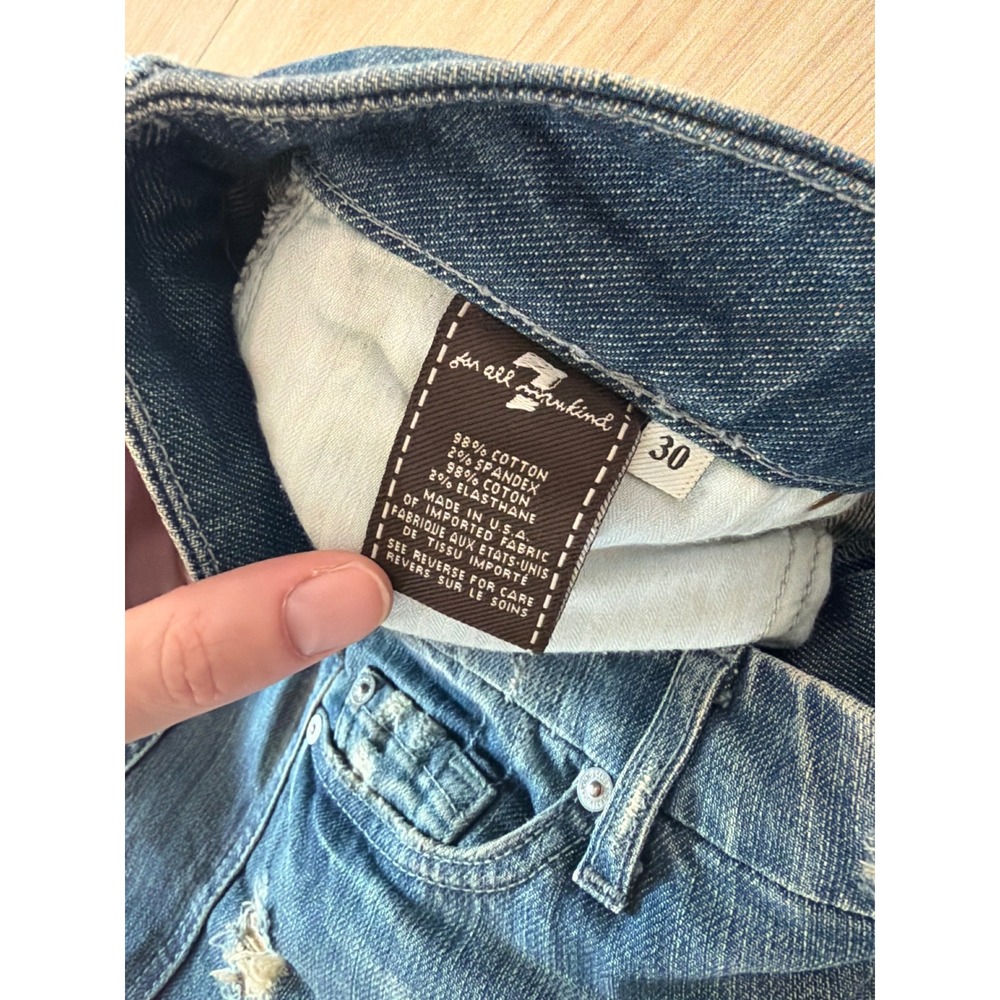 7 For All Mankind Lexie A Pocket Petite Distressed Flare Jeans Blue Size 30 - Picture 3 of 8